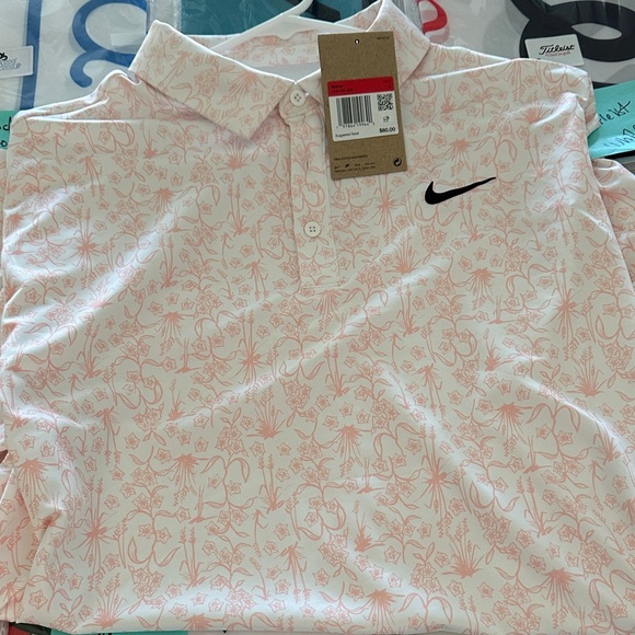 Nike Other - Nike Light Pink Graphic Polo Shirt L